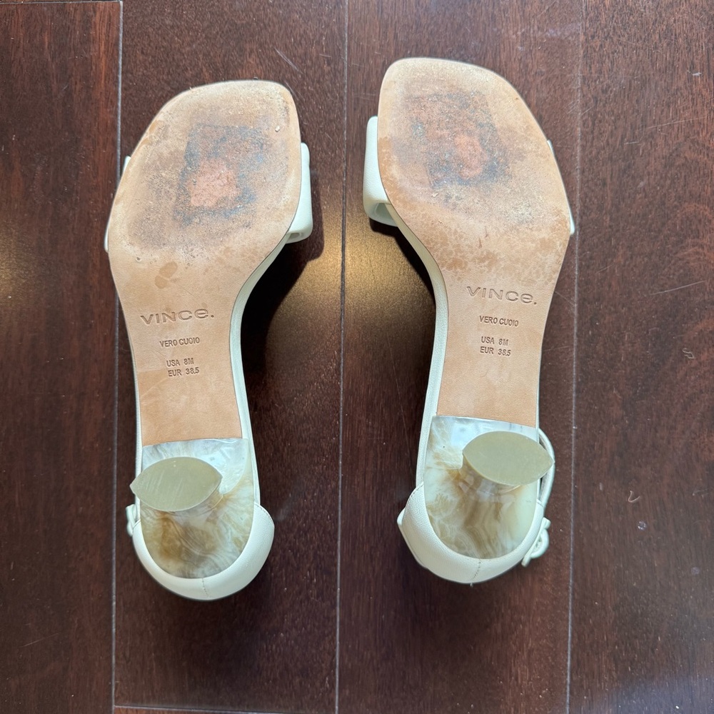 Vince Cream Ankle Strap kitten heel sandals. - Picture 5 of 8